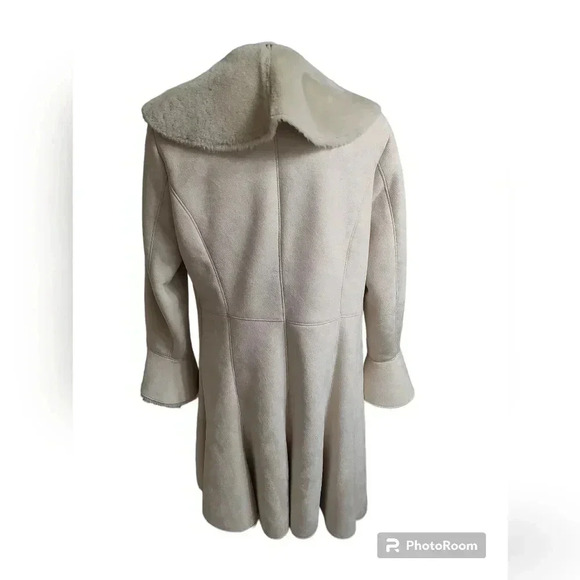 Terry Lewis Classic Luxuries White Faux Suede & Fur Trench Coat Size XS Vintage - Picture 2 of 3